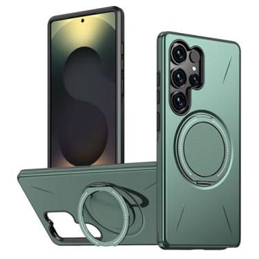 Imagem de LYJSMGZ Capa magnética para Samsung Galaxy S25 Ultra/S25 Plus/S25, com suporte giratório de 360°, à prova de choque, suporta carregamento sem fio, verde, S25 Ultra