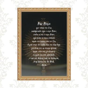 Imagem de Quadro Moldura Dourada Pai Nosso Ostensório 33X24Cm