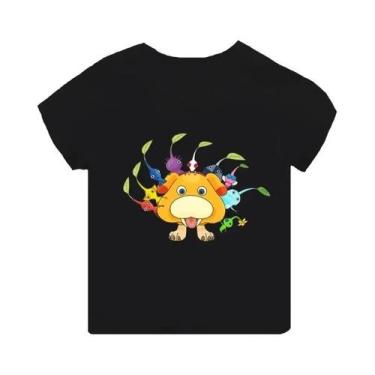 Imagem de Camiseta Infantil Preta De Manga Curta Pikmin 4 Com Estampa De Desenho