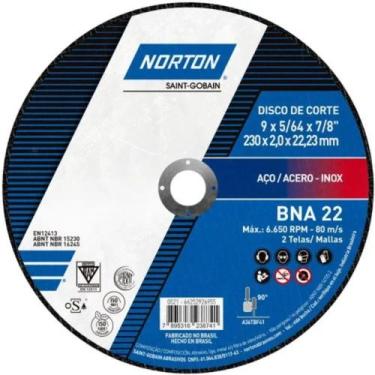 Imagem de Disco de Corte 9"x5/64x7/8 - Norton Bna 22