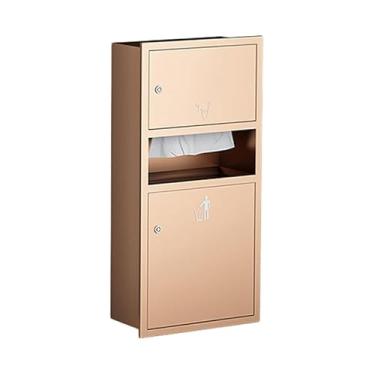 Imagem de Prateleiras de nicho de chuveiro embutidas à prova d'água - Organizador de armazenamento de banheiro dourado com secador de mãos, suporte de papel higiênico e lata de lixo - ideal para casa, cozinha e