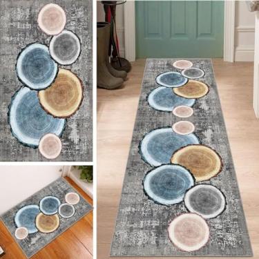 Imagem de Tapete lavável antiderrapante - design abstrato moderno de grão de madeira para corredor e cozinha, vendido por metro, decoração de casa versátil, durável e fácil de limpar