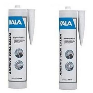 Imagem de Kit 2 cola adesivo veda calha cinza 280g 310ml extra forte kala