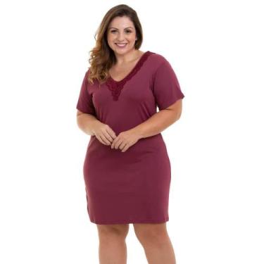 Imagem de Camisola Curta com Renda Vinho Liganete Sepie 1001-PL Plus Size, Vinho