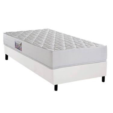 Imagem de Cama Box Solteiro: Colchão Espuma D45 Herval New Top + Base Crc Corano White (88x188)