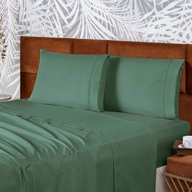 Imagem de Jogo De Lençol Conforto Queen 3 Peças Micropercal 200 Fios C- Elástico - Verde Esmeralda