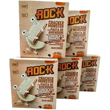 Imagem de Kit 5 Alfajor Cracker Fit Whey Protein Rock Chocolate Branco