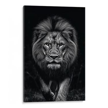 Imagem de Quadro Leão Preto e Branco - Mioquadros, 90x60 cm, Borda Infinita