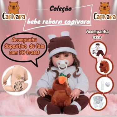 Imagem de Bebê Reborn Boneca Realista Que Fala Roupa Capivara e Itens - Cegonha 