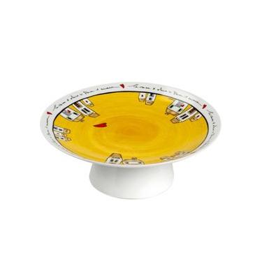 Imagem de Prato De Bolo Com Pé Le Casette Amarelo 27X10cm - Egan Italy