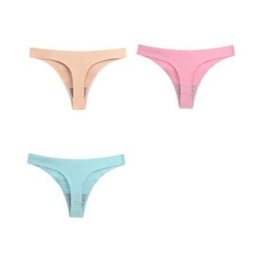 Imagem de Conjunto De 3 Calcinhas G-String Sexy Sem Costura Para Mulheres plus S