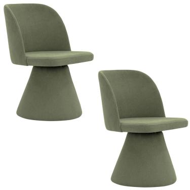 Imagem de Kit 02 Cadeiras De Jantar Liz Base Fixa Linho Verde - Nexta Casa
