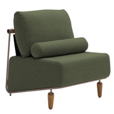 Imagem de Poltrona Decorativa Aurea Base Aço Champagne Linho Verde - Nexta Casa