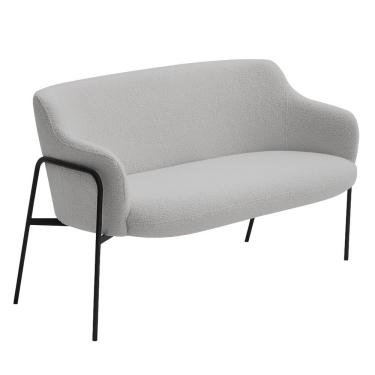 Imagem de Sofá Namoradeira 02 Lugares 130cm Jade Base Preto Bouclé Cinza Claro - Nexta Casa