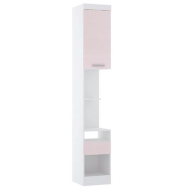 Imagem de Mesa de Cabeceira Alpes 1 Gaveta MDF Moderno Branco Rosa para Quarto Compacto com Estru...