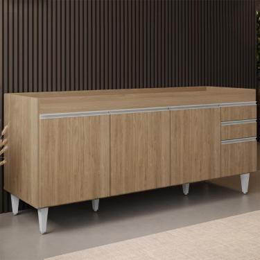 Imagem de Balcão De Cozinha Para Pia 180cm Sem Tampo Dallas Castanho - Lumil