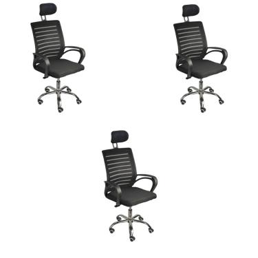 Imagem de Kit 3 Cadeiras De Escritório Oficial Secretária Roma Apoio