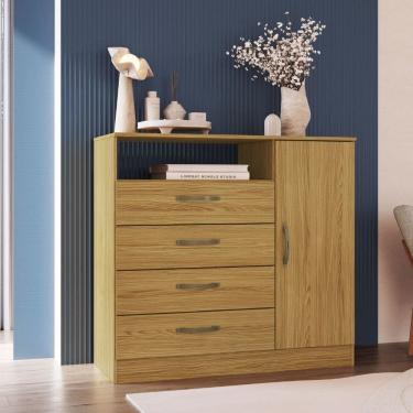 Imagem de Cômoda para Quarto 1 Porta e 4 Gavetas Ipê