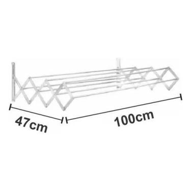 Imagem de Varal Roupa Sanfonado Parede Retrátil Não Enferruja Reforçad - Congrat