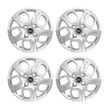 Imagem de Jogo Calota Aro 14 Fiat Uno Way 2015 2016 Prata Emblema Resinado - GFM