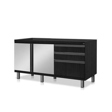 Imagem de Gabinete Cozinha MDF 1,14m Elegance Com 6 Pés Pré-Montado Cor:Nero - R