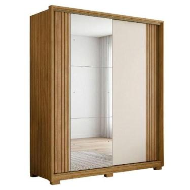 Imagem de Guarda Roupas Casal Com Espelho 2 Portas 4 Gavetas Frisado Rubi Madeir