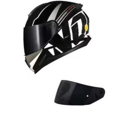 Imagem de Capacete norisk ff802 razor full preto/branco mais viseira fumê, 60
