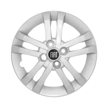 Imagem de Calota Aro 14 Novo Fiat Argo 2021 2022 Prata + Emblema Resinado Preto 