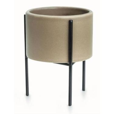 Imagem de Cachepot Cinza com Suporte em Metal 09973 P Mart