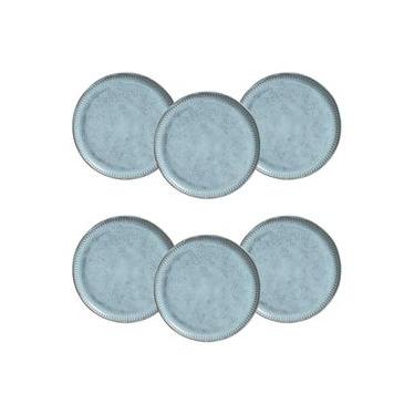 Imagem de Conjunto de Pratos de Sobremesa Porto Brasil Linhas Breeze Azul 21,5cm - 6 Peças