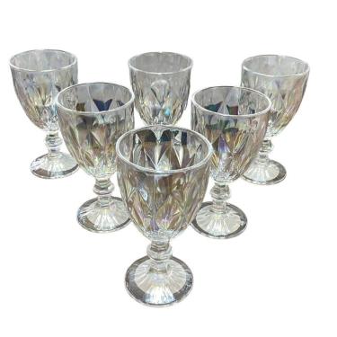 Imagem de Conjunto 6 Taças de Vidro Platinado Milbani 330ML para Bebidas Diversas Design Clássico Fratelli