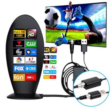 Imagem de Antena Interna Para Tv Digital Amplificada 1080 Hdtv 4k Cabo 3m - SEIS