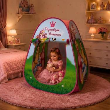 Imagem de Barraca Infantil Piquenique das Princesas Dobrável Rosa - DM Toys
