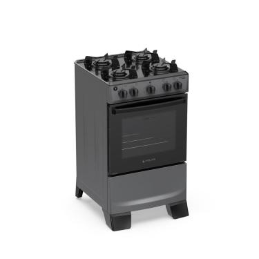 Imagem de Fogão de Piso 4 Bocas GLP Atlas Mônaco Lustro Mesa Esmaltada Acendimento Automático Titânio Bivolt