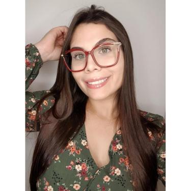 Imagem de Armação Óculos De Grau Feminina Quadrado Palm Bordo-Feminino