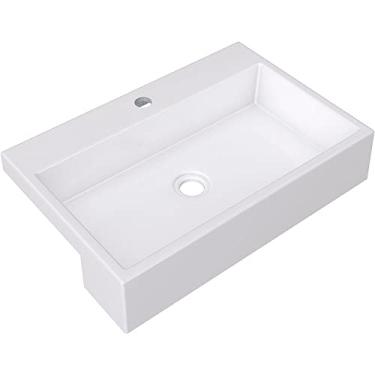 Imagem de Cuba de Semi Encaixe Retangular Para Banheiro XRT55 C01 Branco - Lyam Decor