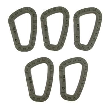 Imagem de Almencla 5 Peça de Mosquetão Ao Ar Livre em D Keychain Gancho de Clip para Camping Travel Plastic Buckle, Exército verde