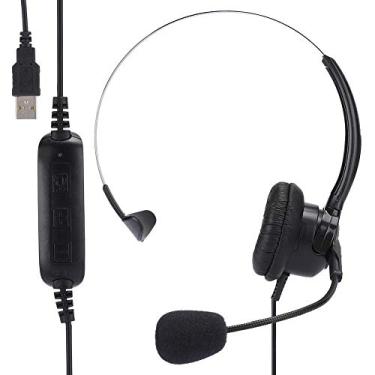 Imagem de Headset, 100-5600Hz Mono-Ear Headphone One-key Mute USB PU Leather Earmuffs para software de bate-papo online para jogos