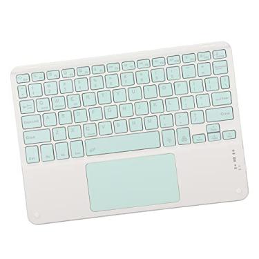 Imagem de Teclado sem fio, teclado Bluetooth ultra fino de 10 polegadas com touchpad, mini teclado ergonômico para laptop, tablet, smartphone computador (ciano)