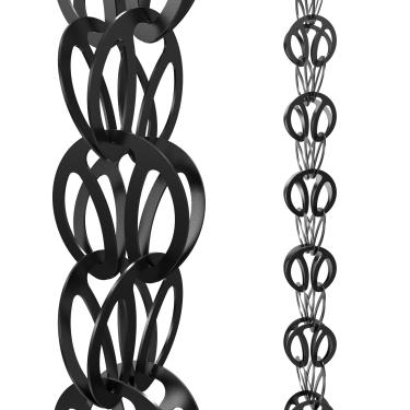 Imagem de Rain Chains Direct - Corrente de chuva moderna – 2,5 m – Alumínio revestido com pó preto durável – Correntes de chuva premium para calhas