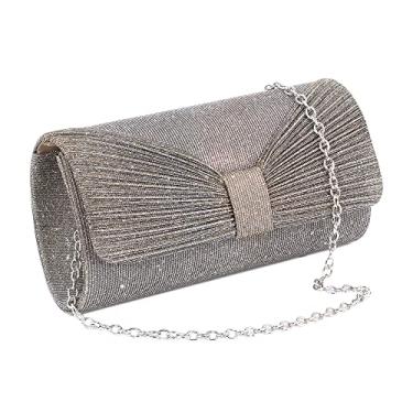 Imagem de Naimo Bolsa clutch pequena Flap Dazzling com corrente removível, Laço preto marrom, One Size