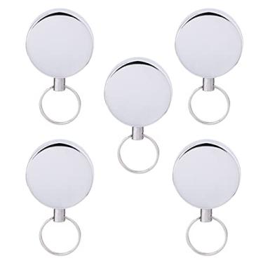 Imagem de Chaveiro retrátil porta-crachá mosquetão resistente retrátil carretel de crachá com clipe de cinto chaveiro