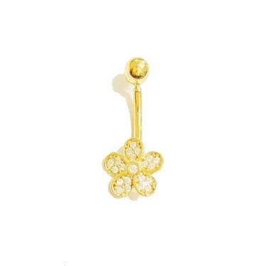 Imagem de Piercing De Ouro 18K Umbigo Flor - Elegancy Joias