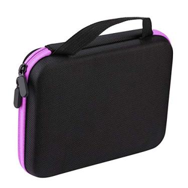 Imagem de Bolsa de armazenamento de óleo essencial, 63 compartimentos para garrafas de óleo essencial portátil, caixa organizadora, estojo de transporte com alça para exibição de armazenamento em casa e viagem (roxo)