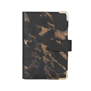 Imagem de A5 A6 Caderno de Estudante Agenda Log de Agenda Planejador de Caderno de Couro Falso Marmoreado Capa de Caderno, Preto com proteção, A5