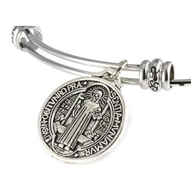 Imagem de Presentes católicos Medalha de São Bento Pulseira de Joias Religiosas de São Benito Pulseira para Mulheres Pulseira Berloque Presentes Pulseira Católica para Mulheres Homens Meninos e Meninas