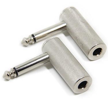 Imagem de Ancable 2 pacotes Premium 1/4 polegada Ângulo direito Adaptador de cabo de guitarra, 6,35 mm 1/4" TS mono macho para fêmea Conector de metal resistente para guitarra de plugue inferior/guitarra em forma de V/guitarra frontal