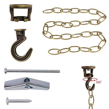 Imagem de Gancho giratório OOOTSR, gancho de teto giratório resistente e extensão de corrente de metal para pendurar plantas/lustres/cestas/uso interno e externo, cor de latão, corrente de 36 polegadas