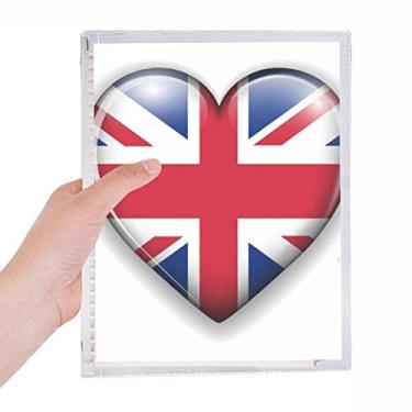 Imagem de Union Jack Caderno com bandeira da Grã-Bretanha Reino Unido em forma de coração diário de folhas soltas recarregáveis