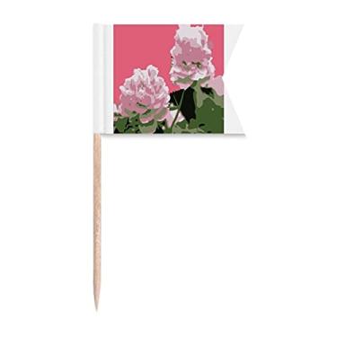 Imagem de Bandeiras de palito de dente com flor de peônia chinesa para marcação de etiquetas para bolo de festa prato de queijo
